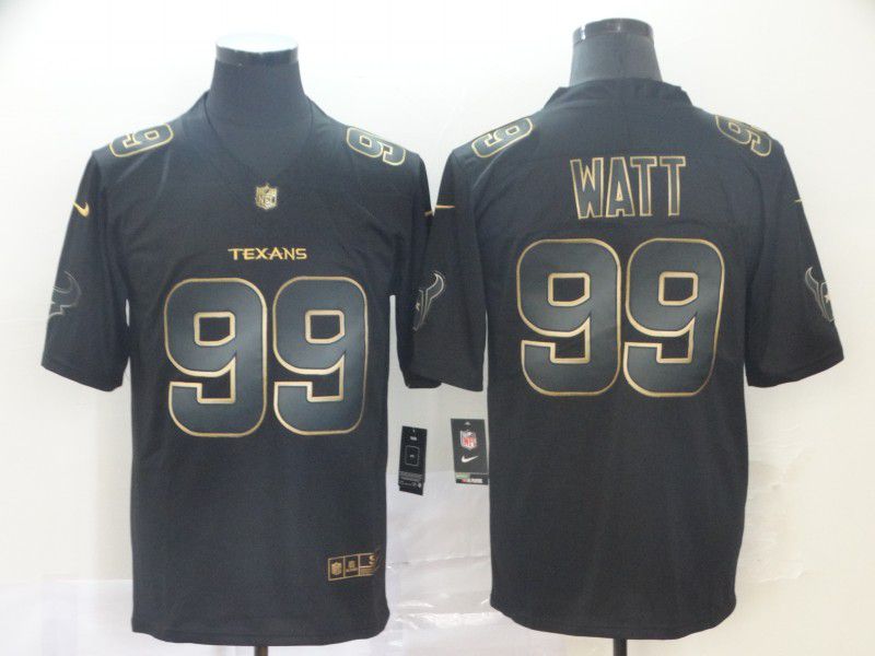 Men Houston Texans 99 Watt Nike Vapor Limited Black Golden NFL Jerseys